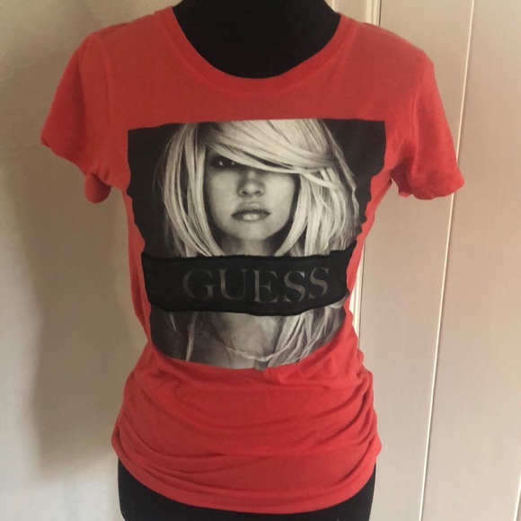 Ladies Orange Guess T-Shirt - Size Small - Picture 1 of 5